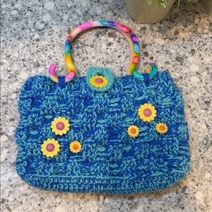 Handmade Handknit Crocheted bag purse colorful